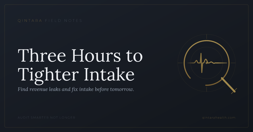 How to Audit Patient Intake in 3 Hours